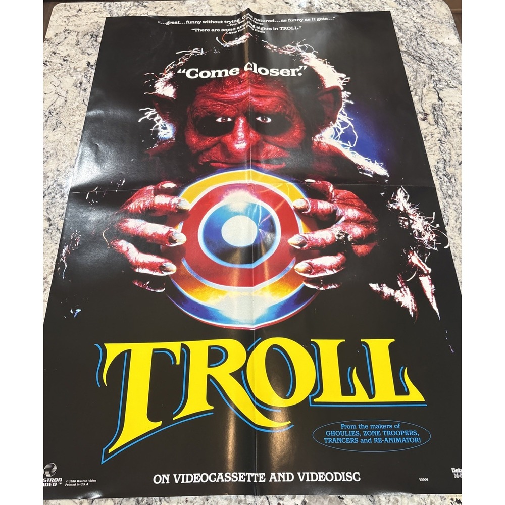 Troll Vestron Video 1986 Movie Poster Horror 27x41 Splatter Gore Splatter